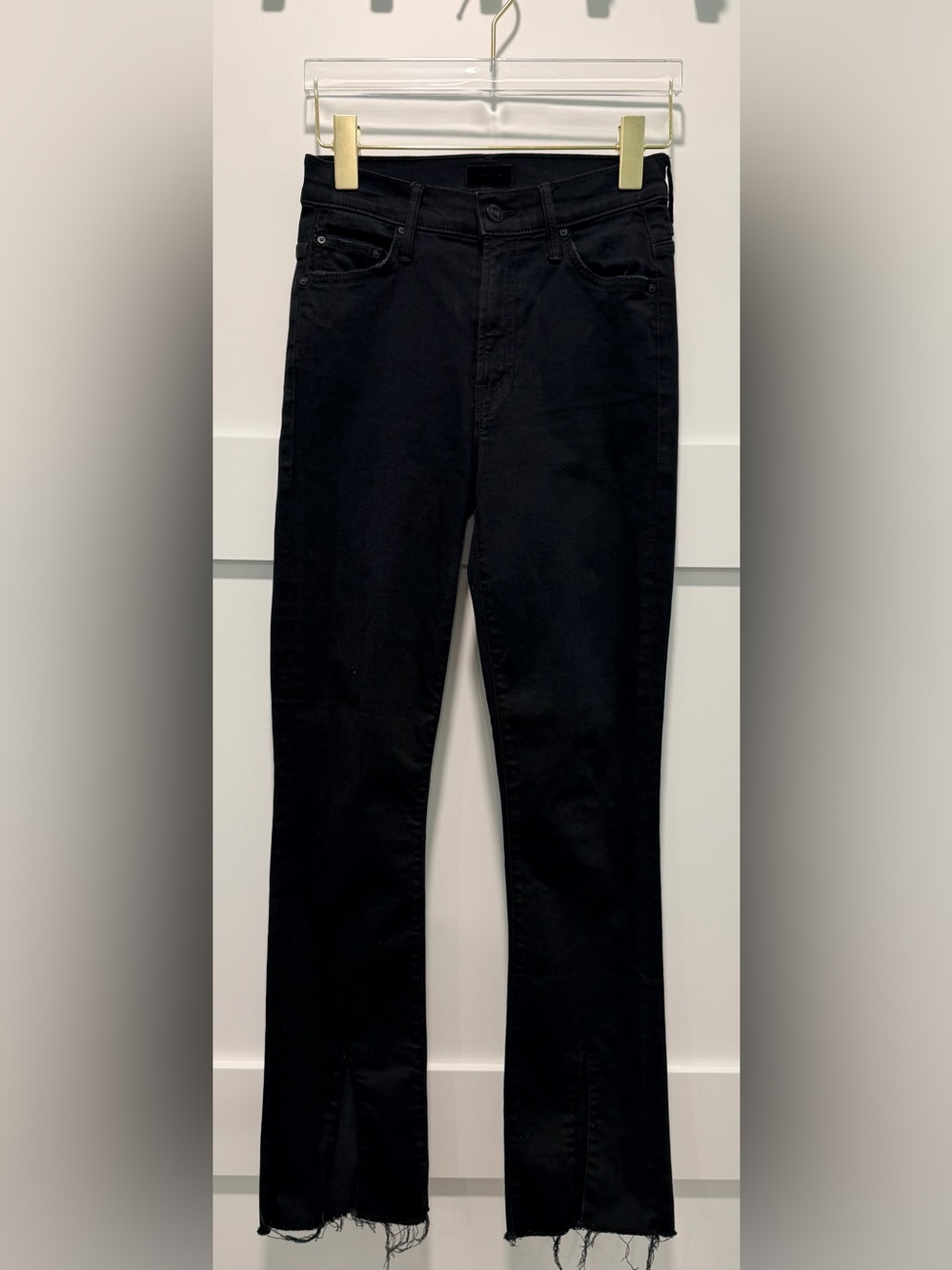 MOTHER Black Denim Straight-Leg Pants